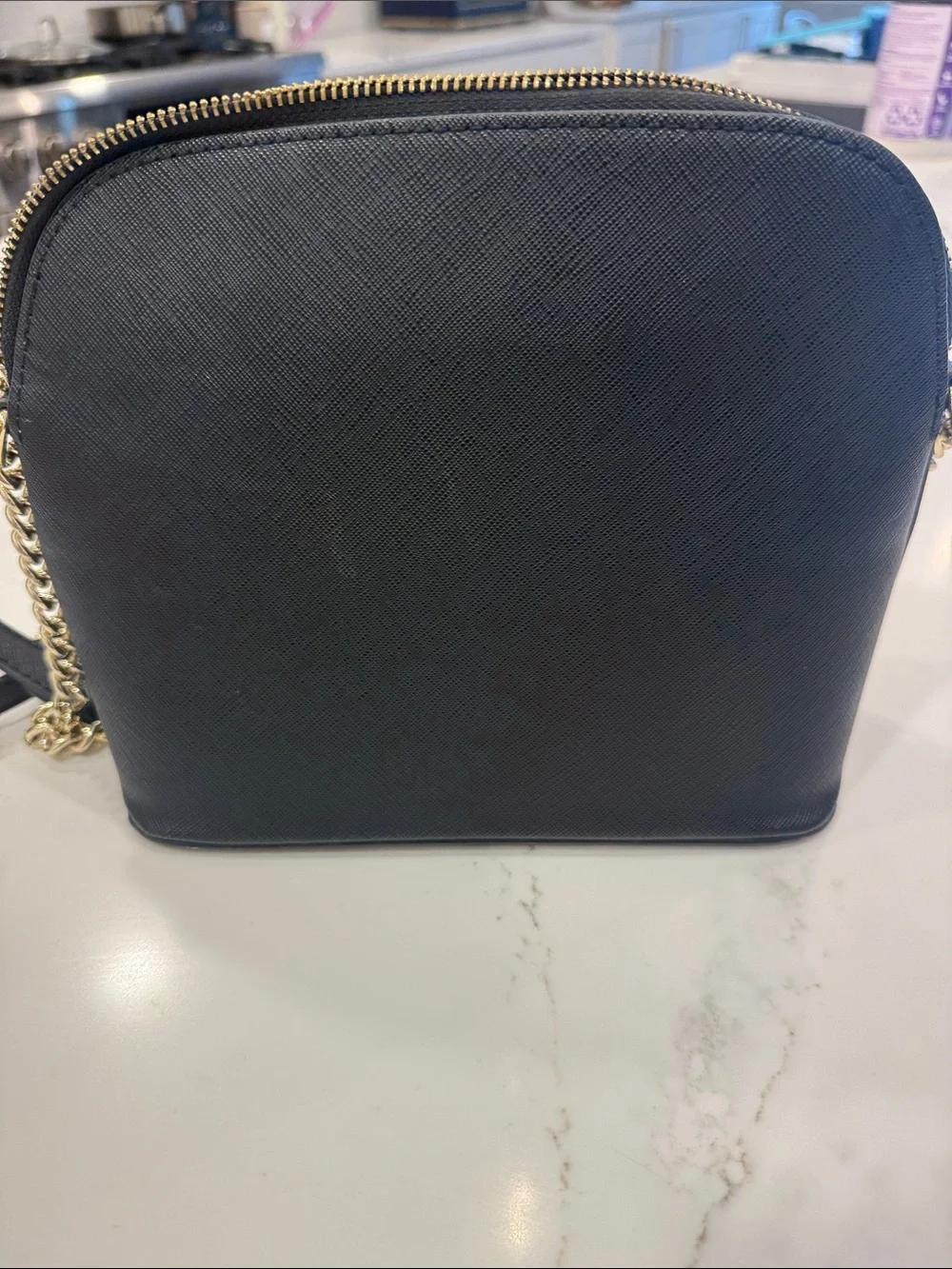 Michael Kors Black Leather Small Crossbody with Gold Hardware